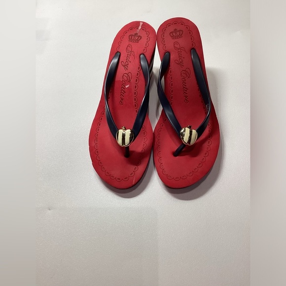 Juicy Couture Laney Wedge Striped Apple Charm Slip On Y2K Size 8 - Picture 2 of 11